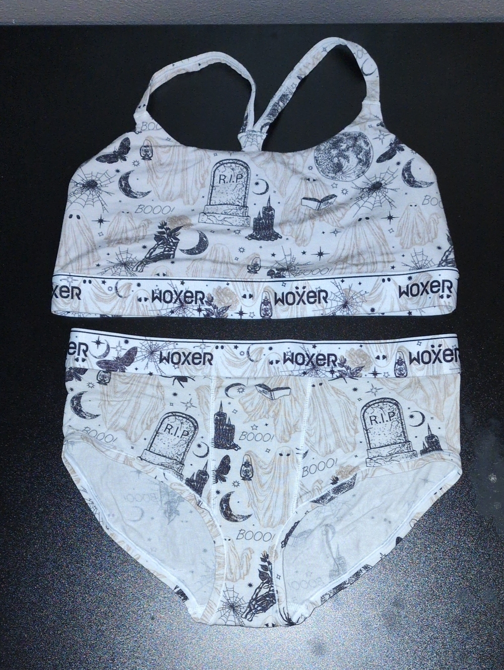 Woxer White Halloween Print Icon 2.0 Bra & Classic Set